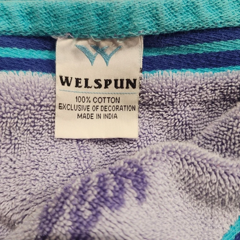 Tropical Purple Palm Tree Cotton Striped Welspun Beach Towel 55x28 Summer